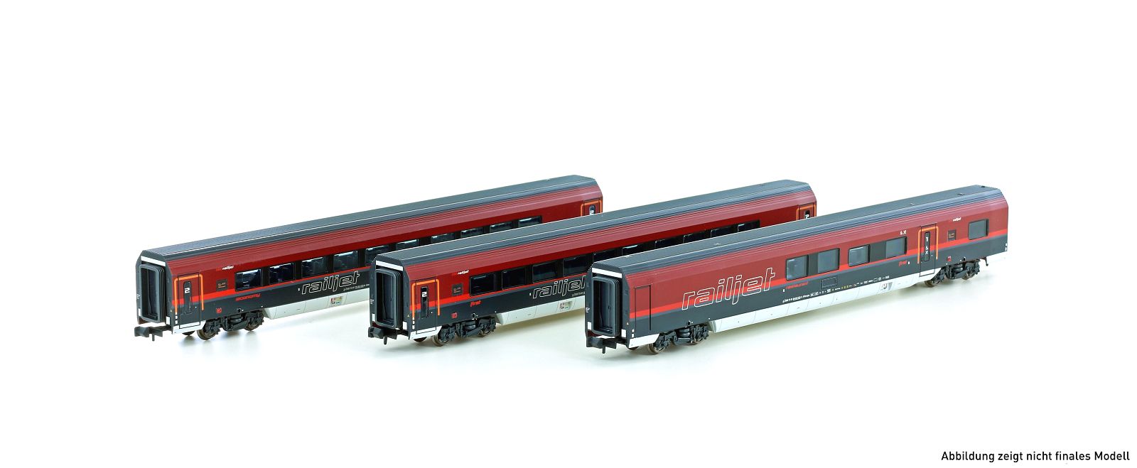 Obb Coach Hobbytrain - H25225 - *OBB Railjet Italien Coach Set (3) VI - Rainbow ...